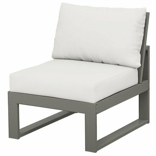 Polywood 4601C-GY152939 Edge Slate Grey / Natural Linen Modular Armless Chair 6334601CGY15
